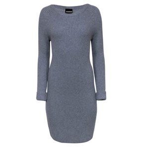 Monrow Ribbed Knit Slash Elbow Sweater Dress NWOT